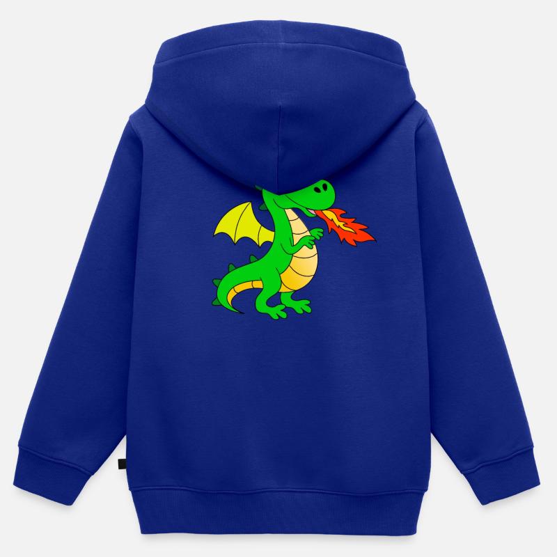 Dragon cracheur de feu - Sweat Premium à capuche zippé enfant bio - bleu roi