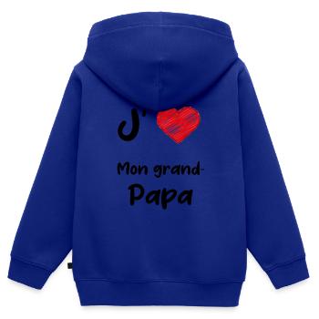 J aime mon grand papa - Sweat Premium à capuche zippé enfant bio - bleu roi - Dos - AI Model Kid Male (0cm)