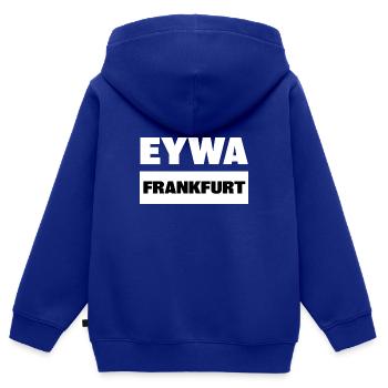 EYWA FRANKFURT - Kinder Premium Organic Zip Hoodie - Royalblau - Hinten - AI Model Kid Male (0cm)