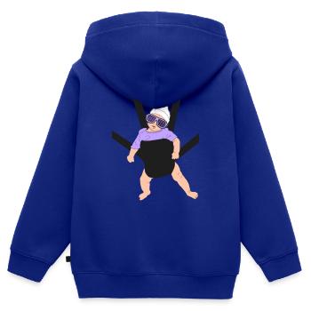 POGO BABY TRAGETASCHE - Kinder Premium Organic Zip Hoodie - Royalblau - Hinten - AI Model Kid Male (0cm)