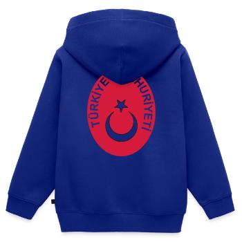 Türkei - Kinder Premium Organic Zip Hoodie - Royalblau - Hinten - AI Model Kid Male (0cm)