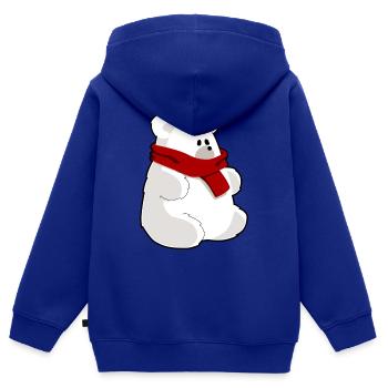 Eisbär - Kinder Premium Organic Zip Hoodie - Royalblau - Hinten - AI Model Kid Male (0cm)