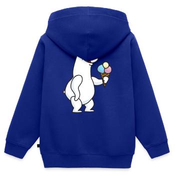 Ice Bear Ice Cream Crème glacée Ball Ice Winter - Sweat Premium à capuche zippé enfant bio - bleu roi - Dos - AI Model Kid Male (0cm)