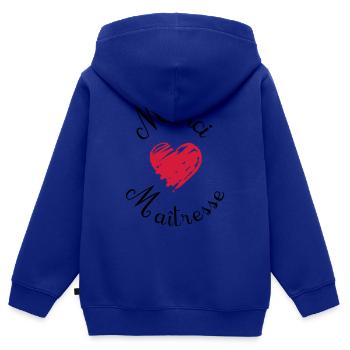 merci maîtresse cadeau fin année - Sweat Premium à capuche zippé enfant bio - bleu roi - Dos - AI Model Kid Male (0cm)