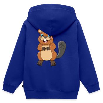 Biber - Kinder Premium Organic Zip Hoodie - Royalblau - Hinten - AI Model Kid Male (0cm)
