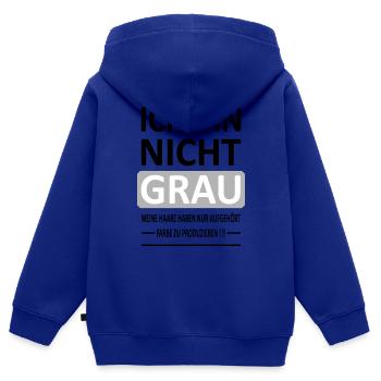Ich bin Nicht GRAU - Version 1 - Kinder Premium Organic Zip Hoodie - Royalblau - Hinten - AI Model Kid Male (0cm)