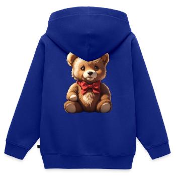 Teddybär - Kinder Premium Organic Zip Hoodie - Royalblau - Hinten - AI Model Kid Male (0cm)