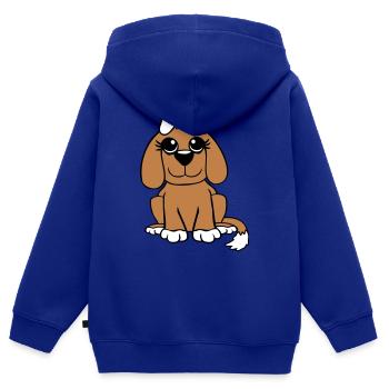 Dog Sitting Little Pretty Lady Bow Female - Kids Premium Organic Zip-up Hoodie - royal blue - Back - AI Model Kid Male (0cm)