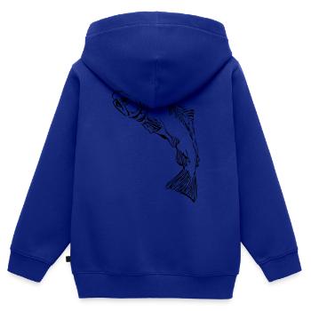 Lachs - Kinder Premium Organic Zip Hoodie - Royalblau - Hinten - AI Model Kid Male (0cm)