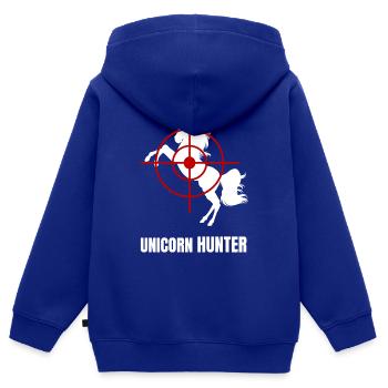 Unicorn hunter - Anti Einhorn Jäger - Kinder Premium Organic Zip Hoodie - Royalblau - Hinten - AI Model Kid Male (0cm)