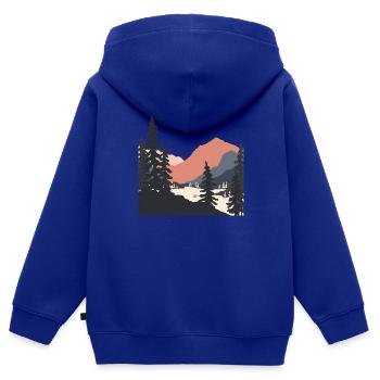 Die Geometrie des Sonnenaufgangs - Kinder Premium Organic Zip Hoodie - Royalblau - Hinten - AI Model Kid Male (0cm)