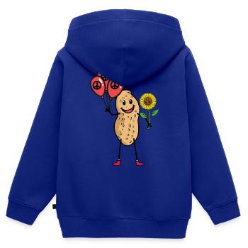 Erdnuss Peace Sonnenblume Friedensbewegung Frieden - Kinder Premium Organic Zip Hoodie - Royalblau - Hinten - AI Model Kid Male (0cm)