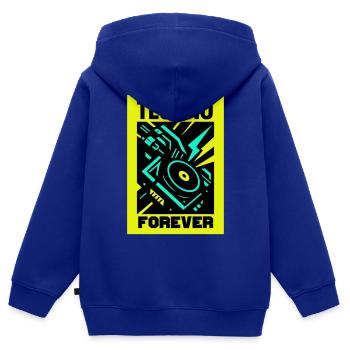 Techno Forever - Kids Premium Organic Zip-up Hoodie - royal blue - Back - AI Model Kid Male (0cm)