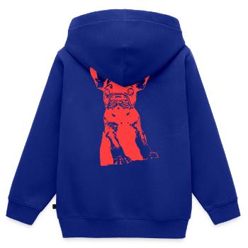 Bouledogue - Sweat Premium à capuche zippé enfant bio - bleu roi - Dos - AI Model Kid Male (0cm)