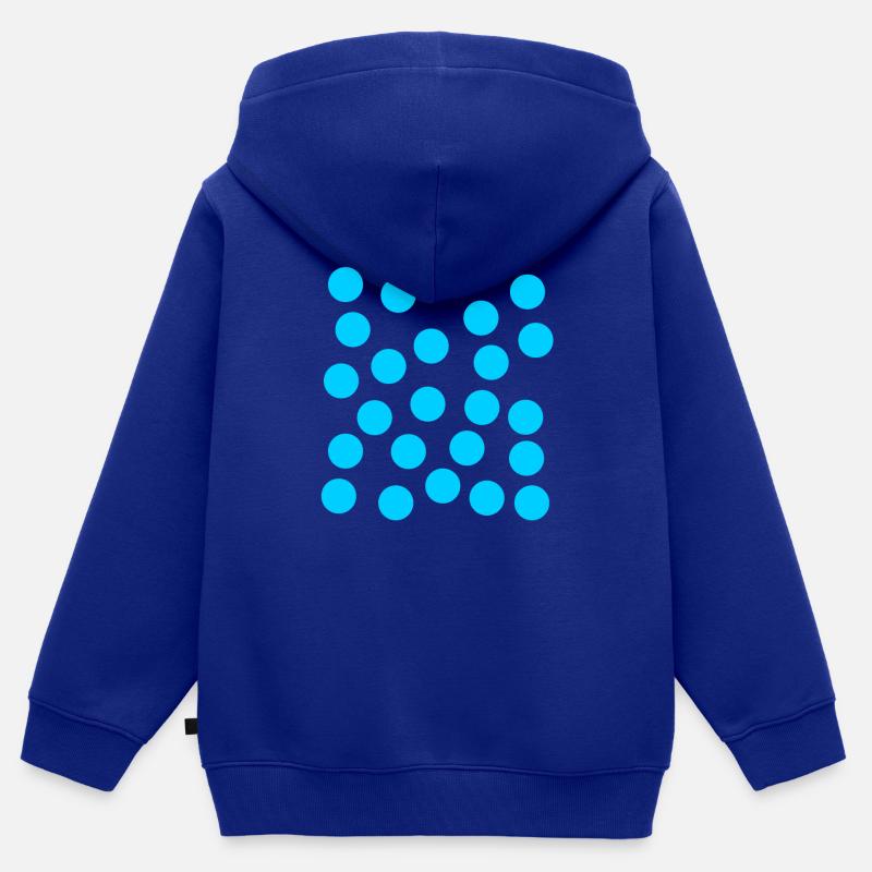 points bleus - Sweat Premium à capuche zippé enfant bio - bleu roi