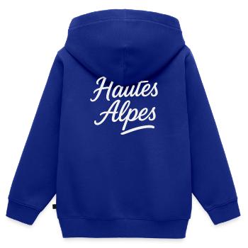 Hautes Alpes - Sweat Premium à capuche zippé enfant bio - bleu roi - Dos - AI Model Kid Male (0cm)