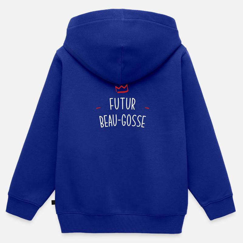 Futur beau-gosse - Sweat Premium à capuche zippé enfant bio - bleu roi