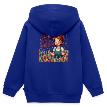 Acrylmalerei - I Suffer From Acrylic Addiction - Kinder Premium Organic Zip Hoodie - Royalblau - Hinten - AI Model Kid Male (0cm)