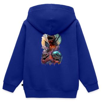 Monster Motiv "Da ist was im Busche" - Kinder Premium Organic Zip Hoodie - Royalblau - Hinten - AI Model Kid Male (0cm)