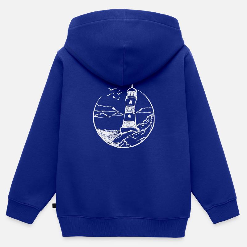 Phare - Sweat Premium à capuche zippé enfant bio - bleu roi
