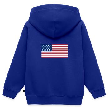 USA Amerika United States Stars and Stripes Flagge - Kinder Premium Organic Zip Hoodie - Royalblau - Hinten - AI Model Kid Male (0cm)