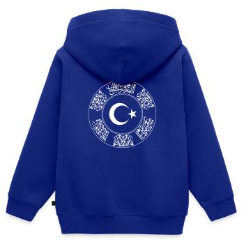 Osmanlı Harp Topu - Kinder Premium Organic Zip Hoodie - Royalblau - Hinten - AI Model Kid Male (0cm)