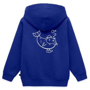 Mister Fish - Kinder Premium Organic Zip Hoodie - Royalblau - Hinten - AI Model Kid Male (0cm)