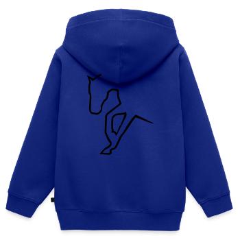 Cheval de l’Ouest - Sweat Premium à capuche zippé enfant bio - bleu roi - Dos - AI Model Kid Male (0cm)
