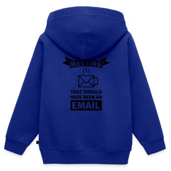 I Survived Another Meeting That Should Have Been - Kinder Premium Organic Zip Hoodie - Royalblau - Hinten - AI Model Kid Male (0cm)
