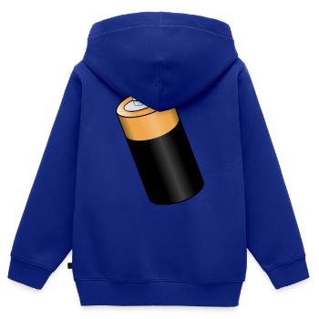 Batterie. Geschenkidee - Kinder Premium Organic Zip Hoodie - Royalblau - Hinten - AI Model Kid Male (0cm)