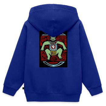 Tribal Tiki Inka Maya Indianer - Kinder Premium Organic Zip Hoodie - Royalblau - Hinten - AI Model Kid Male (0cm)