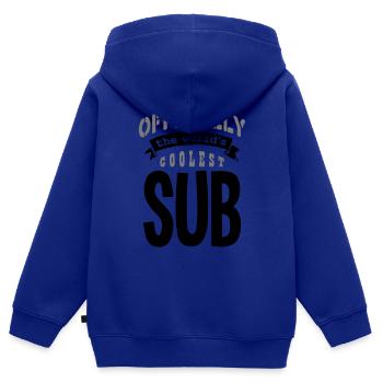 sous officiellement les mondes copie la plus cool - Sweat Premium à capuche zippé enfant bio - bleu roi - Dos - AI Model Kid Male (0cm)