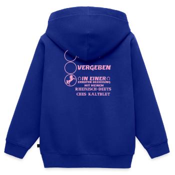 Beziehung Rheinisch Deutsches Kaltblut - Kinder Premium Organic Zip Hoodie - Royalblau - Hinten - AI Model Kid Male (0cm)