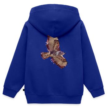 Fliegender Bussard in Wasserfarbtechnik - Kinder Premium Organic Zip Hoodie - Royalblau - Hinten - AI Model Kid Male (0cm)