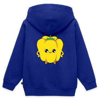 Paprika jaune - Sweat Premium à capuche zippé enfant bio - bleu roi - Dos - AI Model Kid Male (0cm)