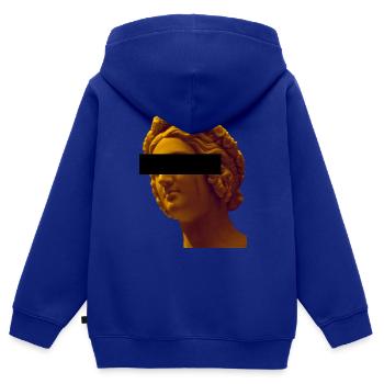 Gelbe weibliche Statue mit Augenbalken - Kinder Premium Organic Zip Hoodie - Royalblau - Hinten - AI Model Kid Male (0cm)