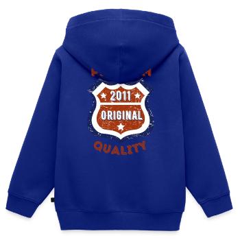 Qualité premium 2011 - Sweat Premium à capuche zippé enfant bio - bleu roi - Dos - AI Model Kid Male (0cm)