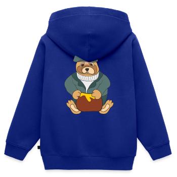 Teddybär, - Kinder Premium Organic Zip Hoodie - Royalblau - Hinten - AI Model Kid Male (0cm)
