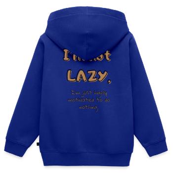Ich bin nicht faul - Kinder Premium Organic Zip Hoodie - Royalblau - Hinten - AI Model Kid Male (0cm)