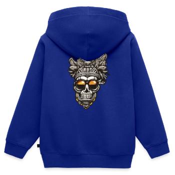 Maya / Haute Culture / Pérou / Calendrier Maya / Motif - Sweat Premium à capuche zippé enfant bio - bleu roi - Dos - AI Model Kid Male (0cm)