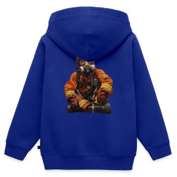 Verträumter Feuerwehrmann - Kinder Premium Organic Zip Hoodie - Royalblau - Hinten - AI Model Kid Male (0cm)