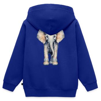 Éléphant avec des bottes colorées - Sweat Premium à capuche zippé enfant bio - bleu roi - Dos - AI Model Kid Male (0cm)