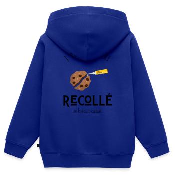 J’peux pas j’ai recollé un biscuit cassé - humour - Sweat Premium à capuche zippé enfant bio - bleu roi - Dos - AI Model Kid Male (0cm)