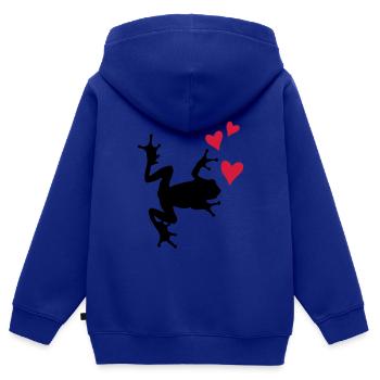 frosch silhouette herz - Kinder Premium Organic Zip Hoodie - Royalblau - Hinten - AI Model Kid Male (0cm)