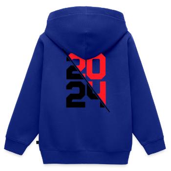 2024 Jahr - Kinder Premium Organic Zip Hoodie - Royalblau - Hinten - AI Model Kid Male (0cm)
