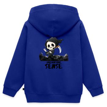 TOD - So viele IDIOTEN und nur eine SENSE - Kinder Premium Organic Zip Hoodie - Royalblau - Hinten - AI Model Kid Male (0cm)