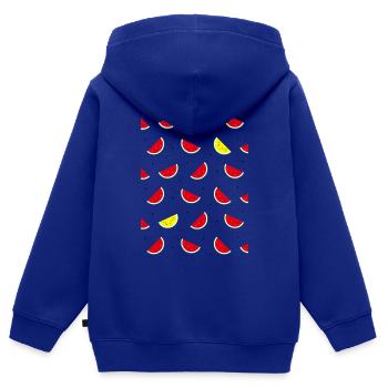 Wassermelone - Kinder Premium Organic Zip Hoodie - Royalblau - Hinten - AI Model Kid Male (0cm)