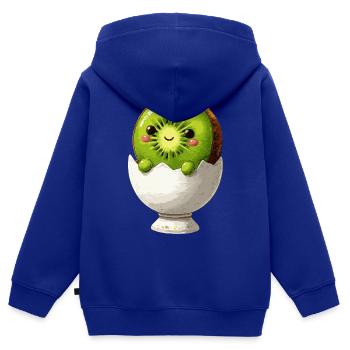 Kiwifrucht im Eierschale-Lächeln - Kinder Premium Organic Zip Hoodie - Royalblau - Hinten - AI Model Kid Male (0cm)