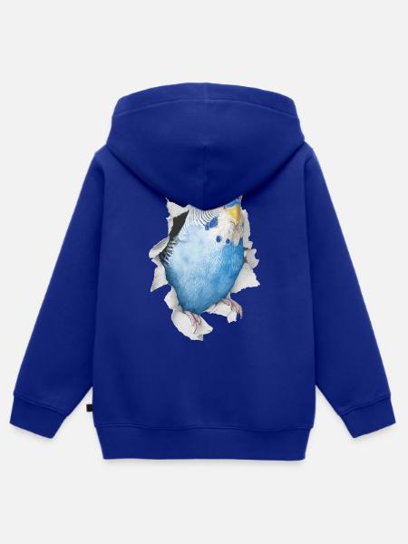 Wellensittich - Kinder Premium Organic Zip Hoodie - Royalblau