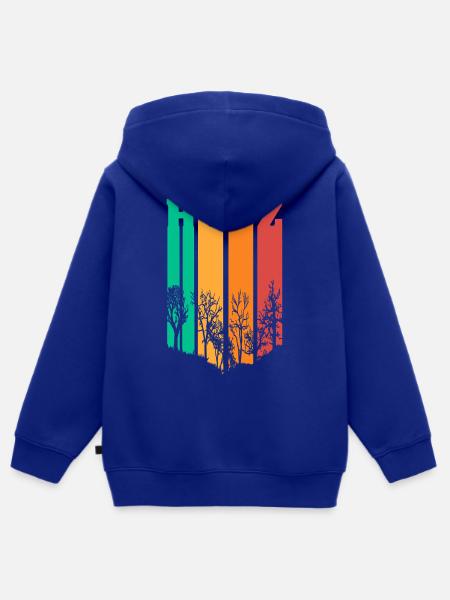 Holzwald Silhouette Farbverlauf - Kinder Premium Organic Zip Hoodie - Royalblau